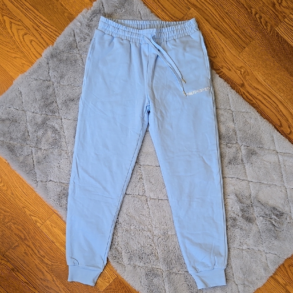 Free The Sheep Blue/White Jogger Sweatpants, Women's Small, Great Condition